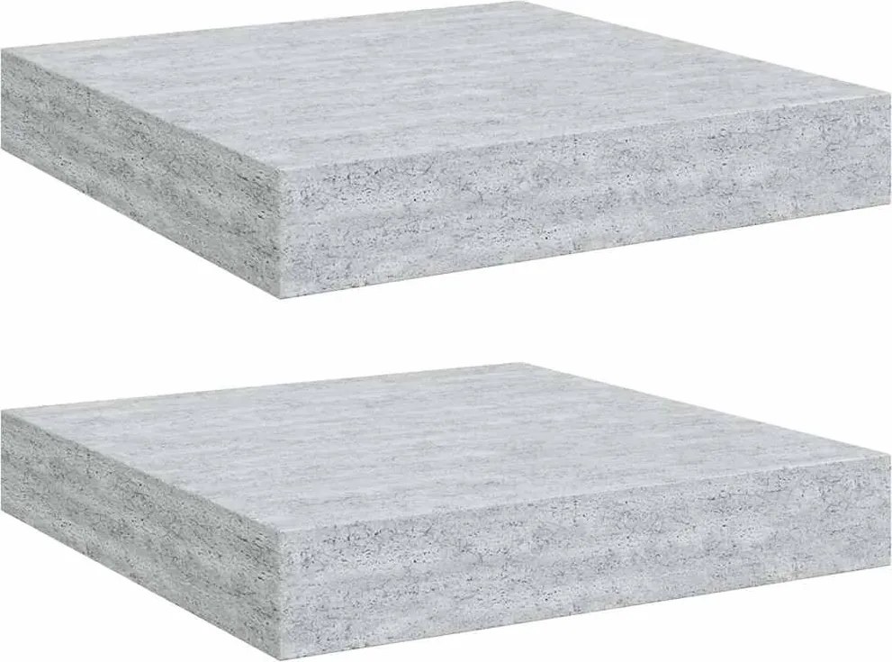 vidaXL Rafturi perete suspendate 2 buc. gri beton 23x23,5x3,8 cm MDF