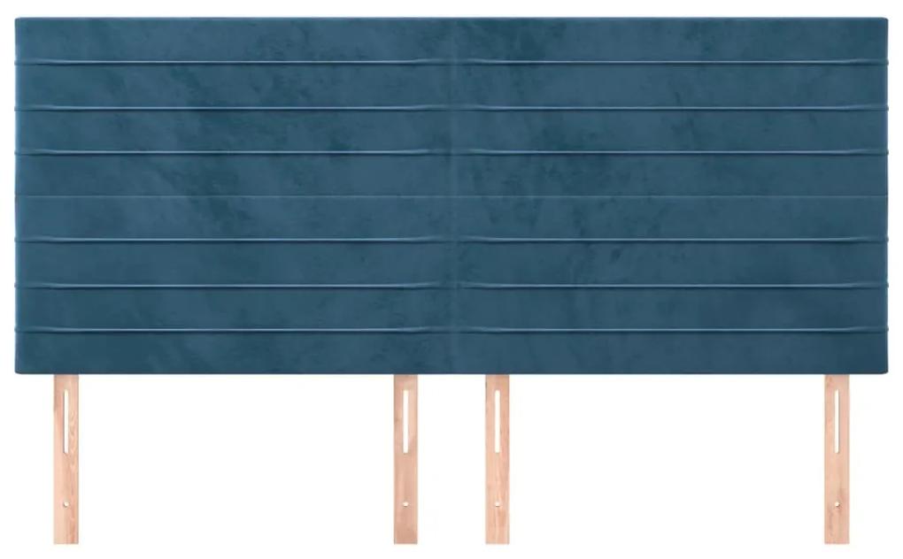 Tablii de pat, 4 buc, albastru inchis, 80x5x78 88 cm, catifea 4, Albastru inchis, 160 x 5 x 118 128 cm
