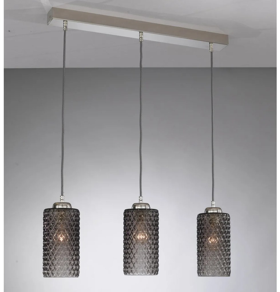 Lustra moderna cu 3 pendule design italian 10000 fumuriu