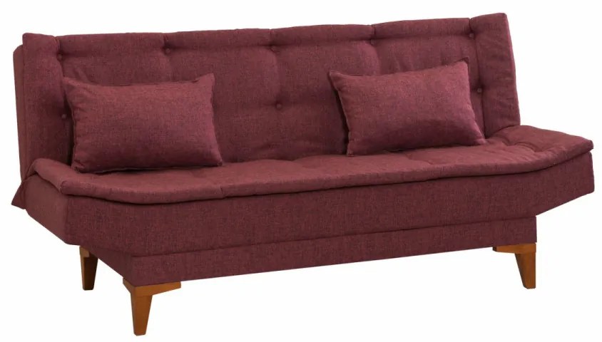 Canapea 3 Locuri, Lemn Solid, Santo, Rosu Bordo
