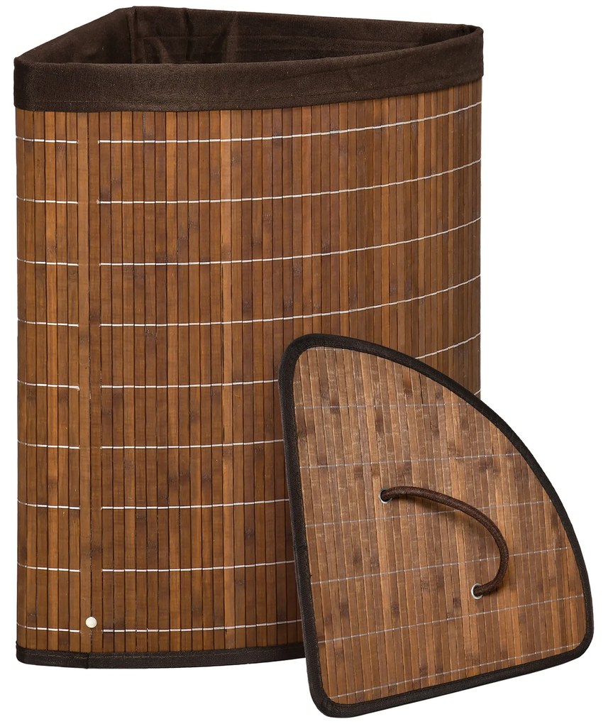 HOMCOM Coș de rufe Coș pentru colectarea rufelor, 55L capacitate, capac detașabil, 38 cm x 38 cm x 57 cm, Maro | Aosom Romania