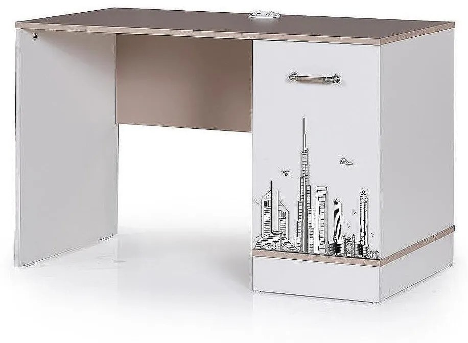 Birou Dubai 75x60x120 cm Alb si Crem