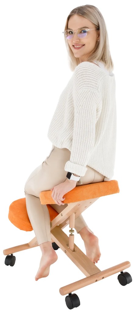 Fotoliu genunchi ergonomic Florentina (portocaliu + fag). 1040156