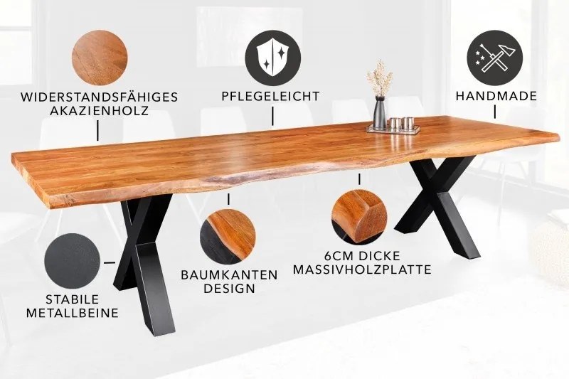 Masa design industrial vintage Mammut X 300cm, salcam