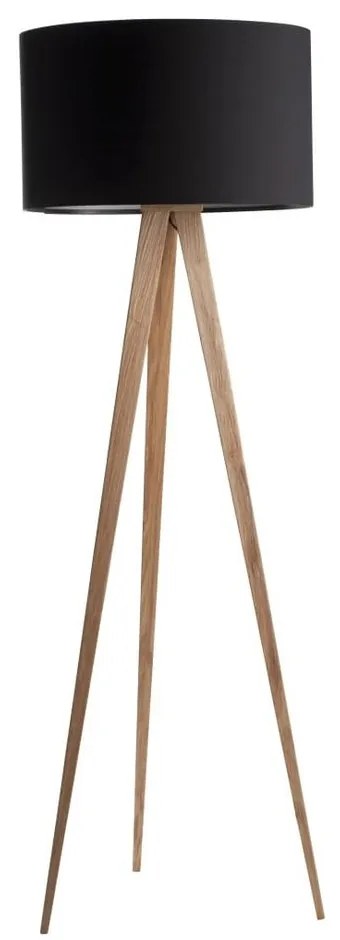 Lampadar Tripod wood, picioare din lemn, negru