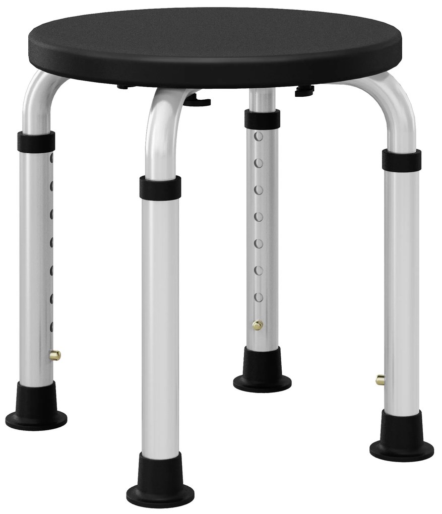 HOMCOM Taburet de Duș reglabil în Înălțime șezut de Duș Ergonomic Picioare antiderapante Capacitate Max. 136 Kg aluminiu HDPE Negru | Aosom Romania