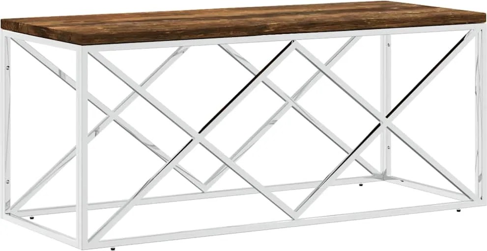 vidaXL Masă de cafea din oțel inoxidabil și lemn masiv reciclat