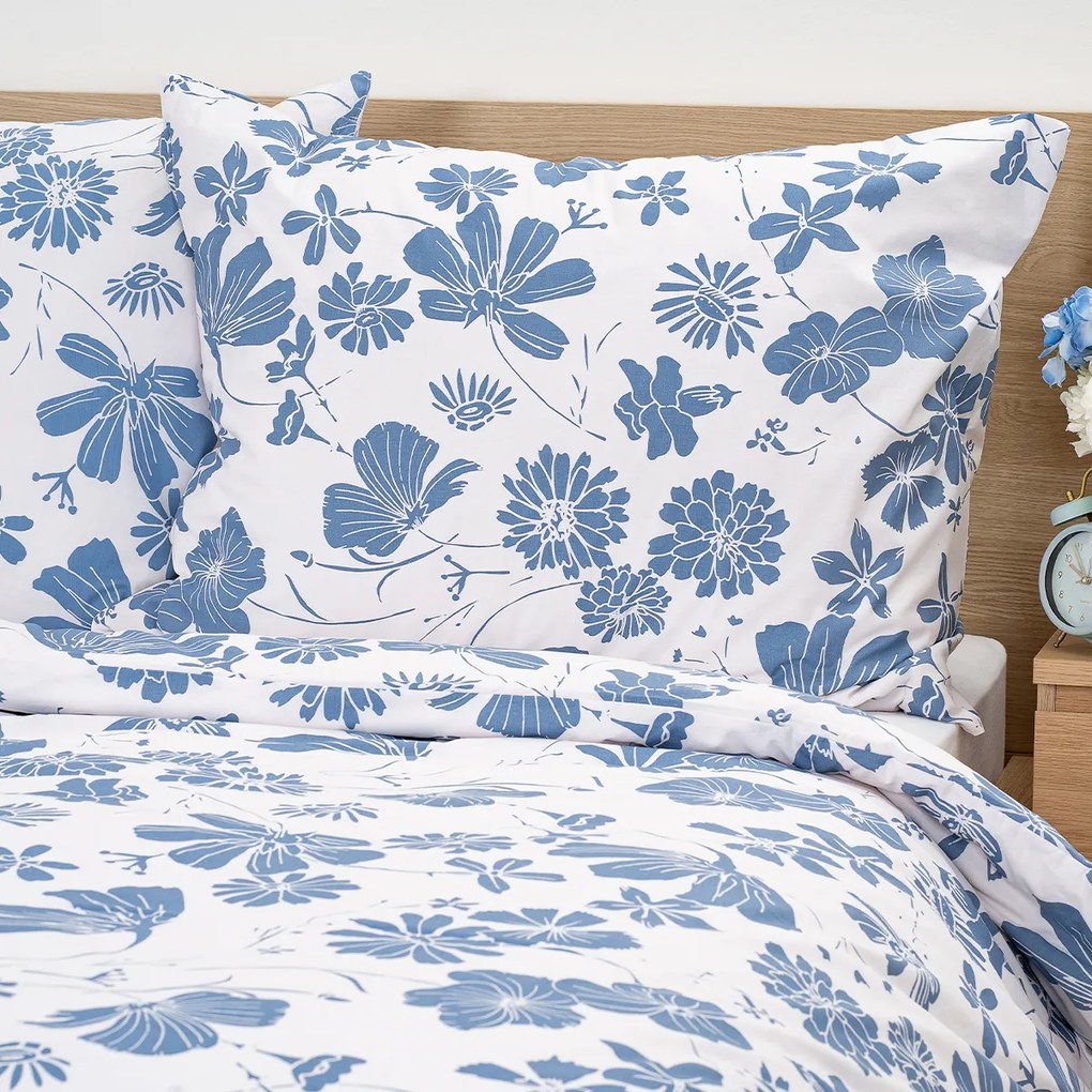 Lenjerie de pat din bumbac 4Home Blue Meadow, 140 x 200 cm, 70 x 90 cm
