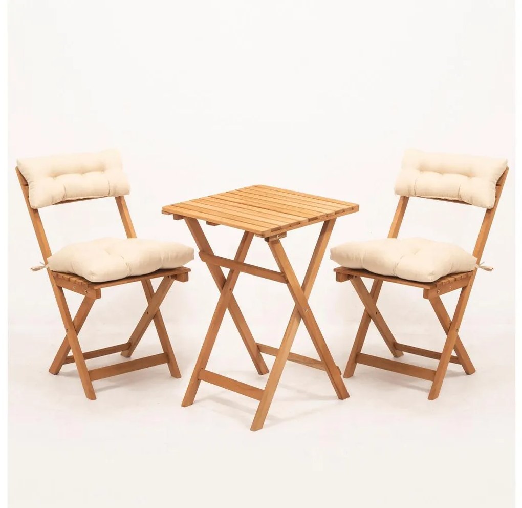 Set de balcon din fag cu perne