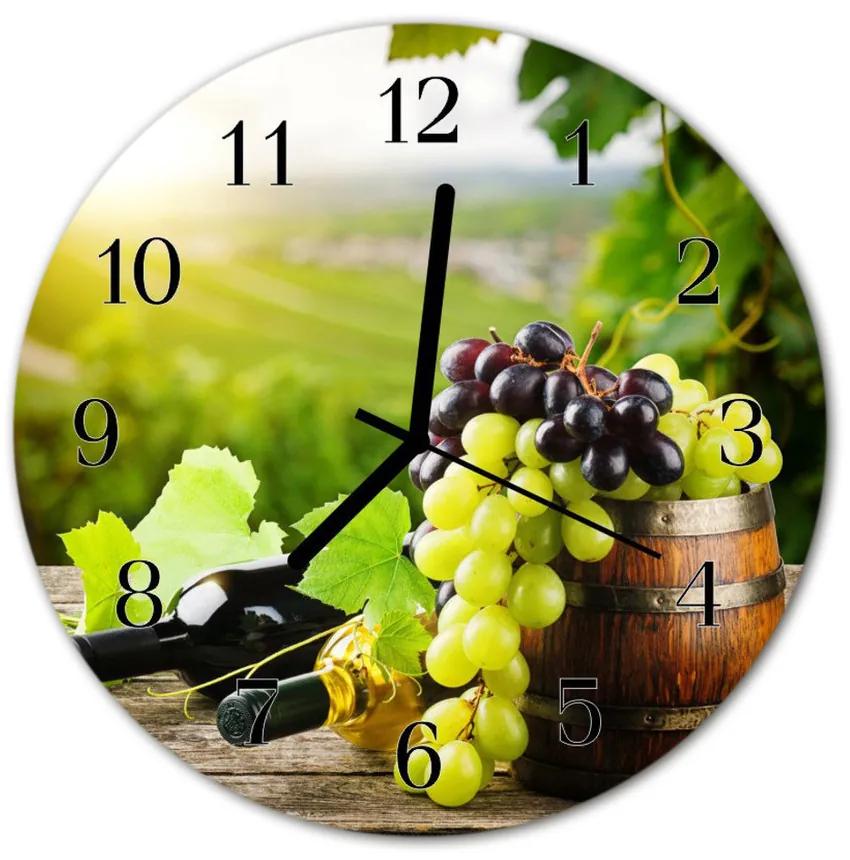 Ceas de perete din sticla rotund Struguri de vin Alimente și băuturi Multi-colorat