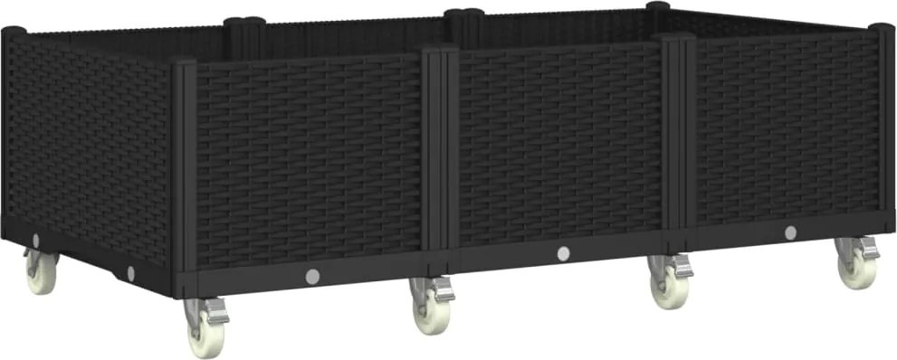 vidaXL Jardinieră de grădină cu picioare, negru, 150x80x54 cm, PP