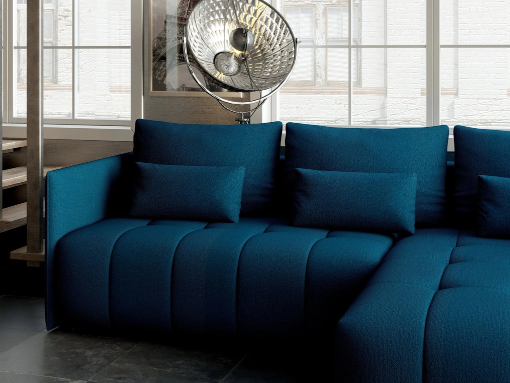 Colțar extensibil dumonde cu ladă de depozitare si sezut confortabil din spuma high-density, Malta Enjoy Petrol II 235x185 cm