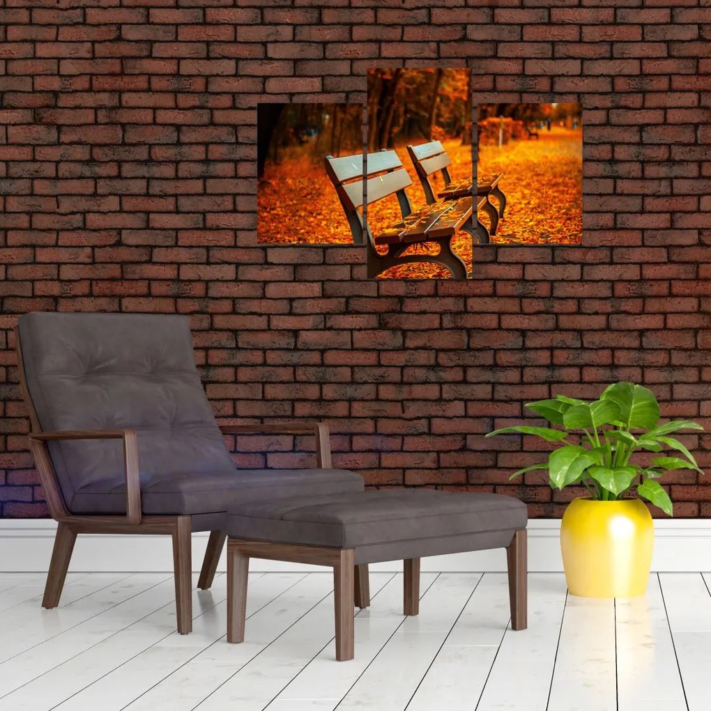 Tablou cu banca toamna (90x60 cm)
