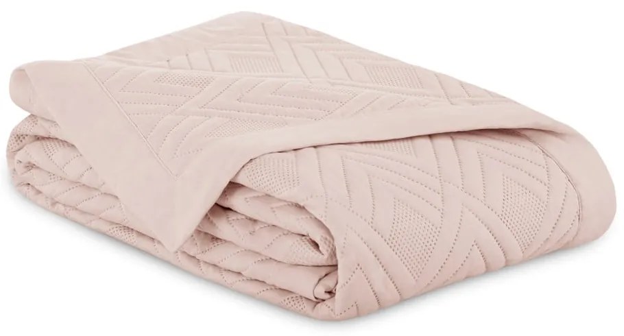 Cuvertură roz-deschis matlasată din microfibră 220x240 cm Ophelia – Restilo