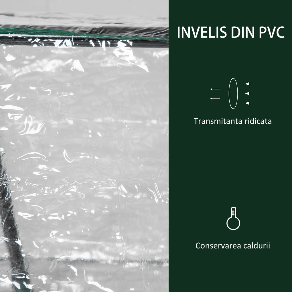 Outsunny Mini Sera de Gradina sera pentru plante cu 2 Ferestre Rulou si Copertina PVC Anti-UV, Transparenta | Aosom Romania