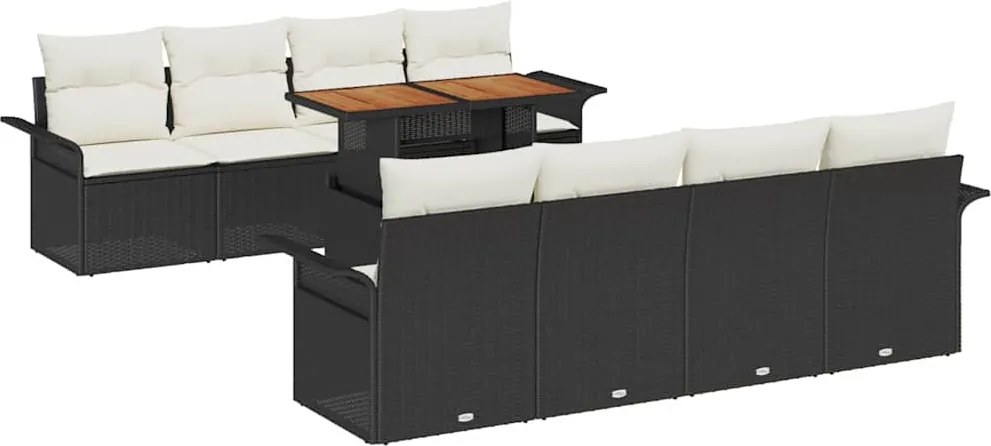 vidaXL Set de canapele pentru grădină 7 pcs Negru și Crem poliratan