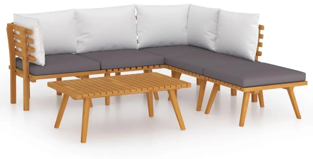 3087005 vidaXL Set mobilier de grădină cu perne, 6 piese, lemn masiv acacia