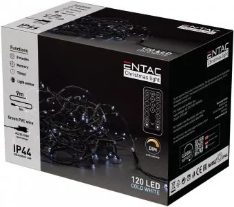 Instalatie exterior 120 LED alb rece 9m cu telecomandÄƒ IP44 Entac