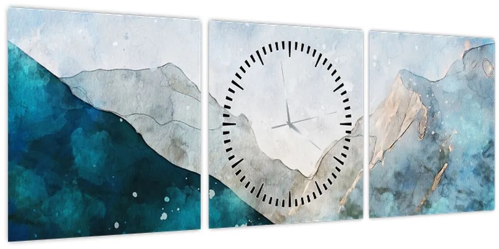 Tablou - Munte desenat (cu ceas) (90x30 cm)