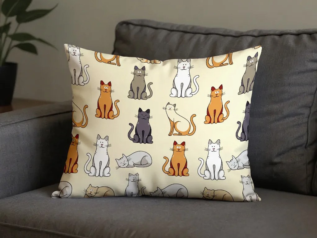 Set 2 bucati fete de perna decorative COLORED CATS BLEND 50x70 cm, crem