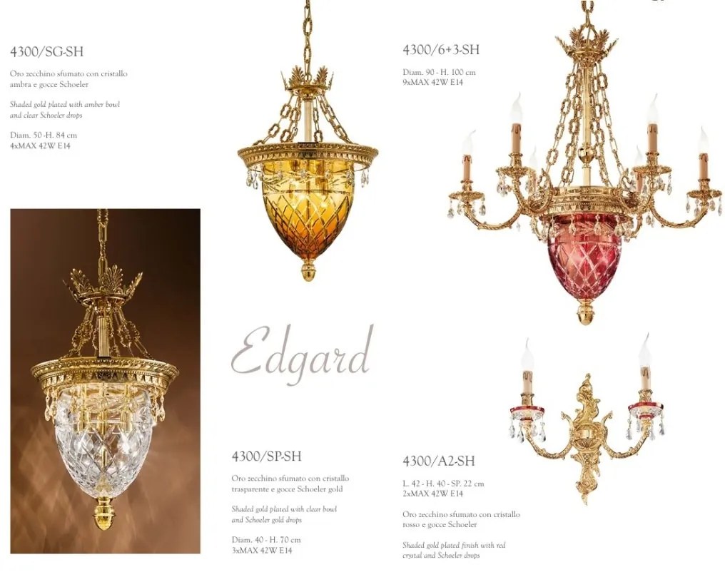 Lustra LUX realizata manual cu cristale Scholer Edgard, 40cm