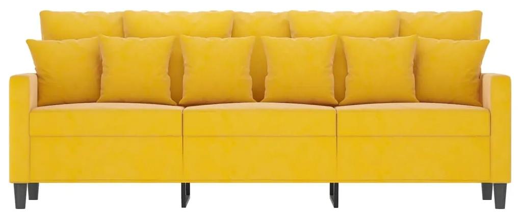 Canapea cu 3 locuri, galben, 180 cm, catifea Galben, 198 x 77 x 80 cm