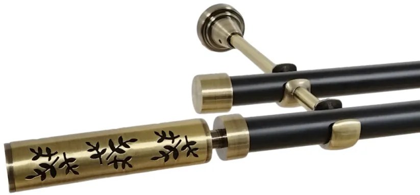 Galerie dubla fara inele duo FLORA 19/19 mm negru aur antic (Alege marime: 140 cm)