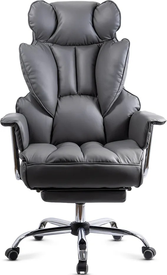 Scaun directorial gri din piele ecologica rezistent pana la 150 kg OFF 413