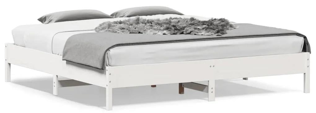 842683 vidaXL Cadru de pat, alb, 200x200 cm, lemn masiv de pin