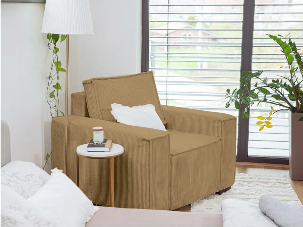 Fotoliu cu taburet SMART SET, mustariu