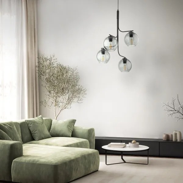 Lustră LED suspendată pe cablu CESAR 4xE27/15W/230V negru/gri fumuriu