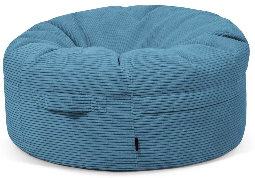 Fotoliu bean bag albastru cu tapițerie din catifea reiată Roll 105 – SLOWDOWN