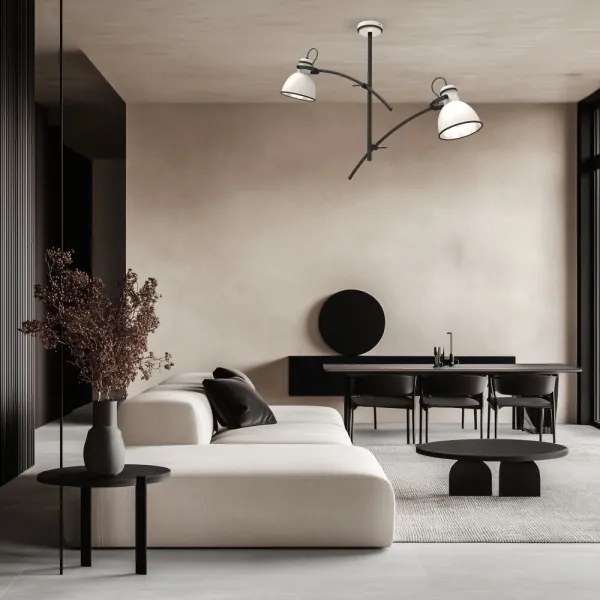 Lustră pe tijă ZUMBA 2xE27/60W/230V alb/negru