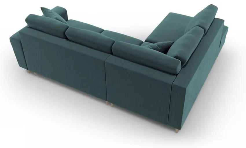 Colțar petrol extensibil, cu spațiu de depozitare cu tapițerie din catifea (cu colț pe partea stângă-în formă de ”L”) Kyoto – Cosmopolitan Design