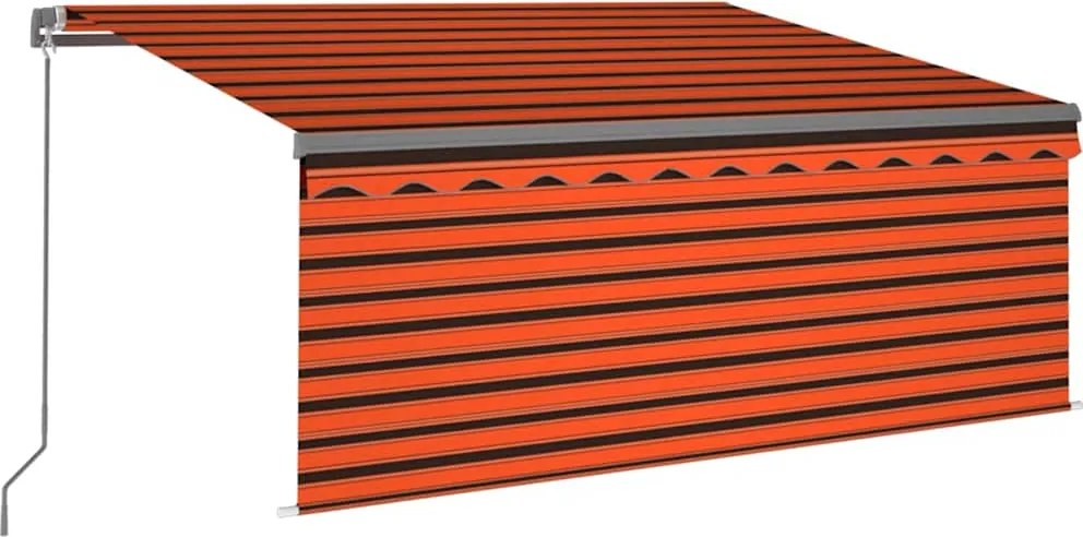 vidaXL Copertină manuală cu stor&LED portocaliu&maro 3,5x2,5 m
