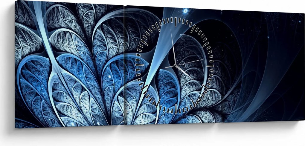 Tablou - Floare albastru închis (cu ceas) (90x30 cm)