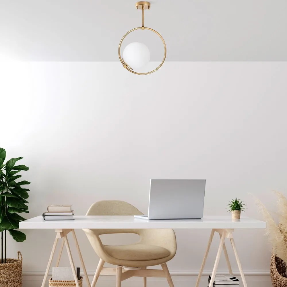 Plafonieră aurie cu abajur din sticlă 39x26 cm Dolunay – Opviq lights