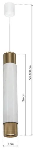 Candelabru pe șnur Marmură alb/alamă 1xGU10/8W/230V