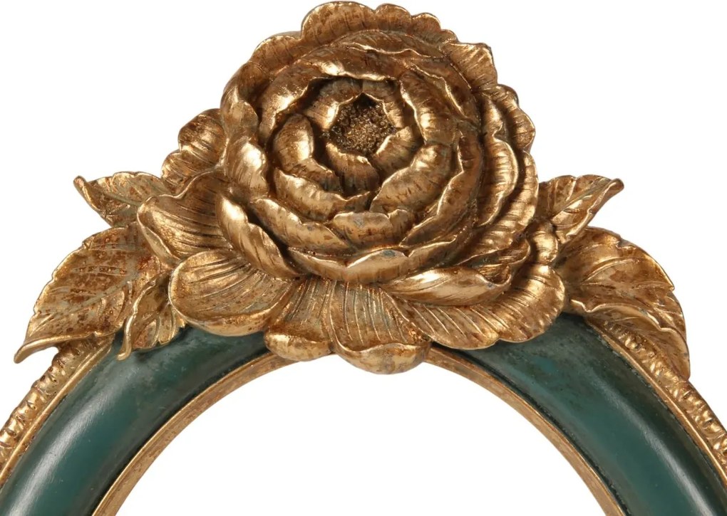 Ramă foto decorativă din polirășină, verde, ramă ornamentată, format 13 x 18 cm, 26 x 17,5 x 2 cm, „Jade”