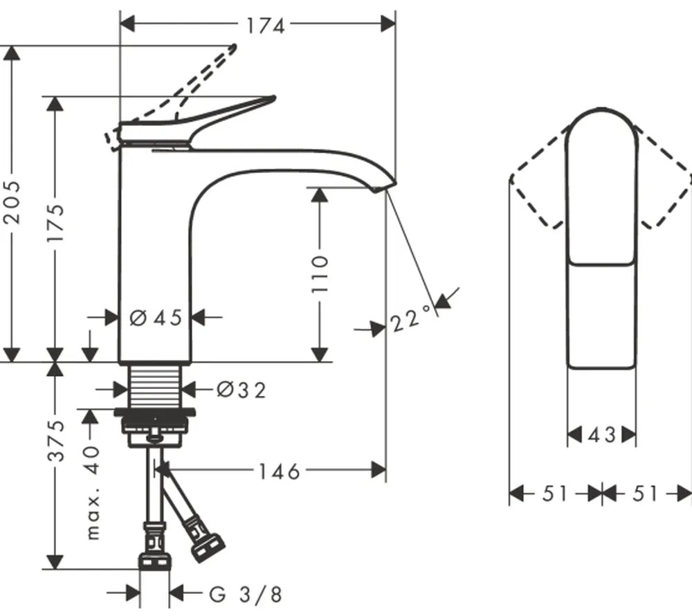 Baterie lavoar alb mat, monocomanda, Hansgrohe Vivenis 75022700 Alb mat