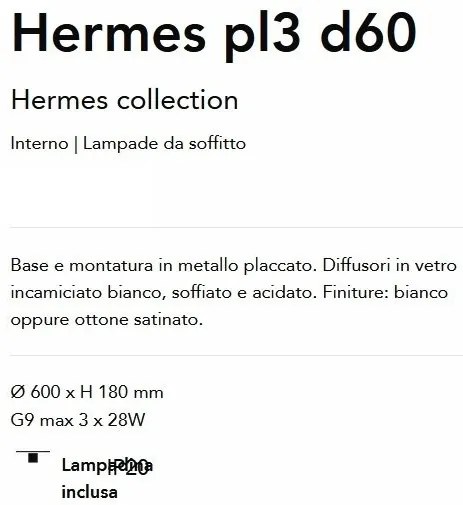 Lustra aplicata design modern Hermes pl3 d60 alba