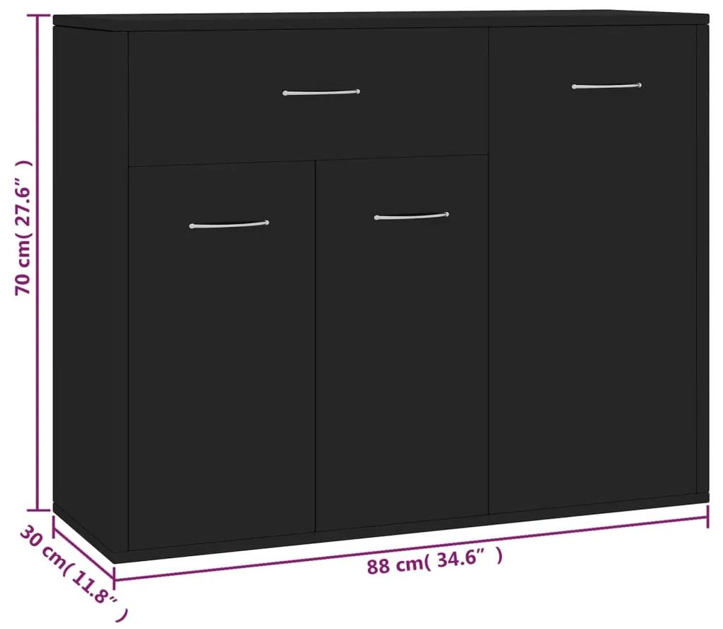 Servanta, negru, 88 x 30 x 70 cm, PAL 1, Negru