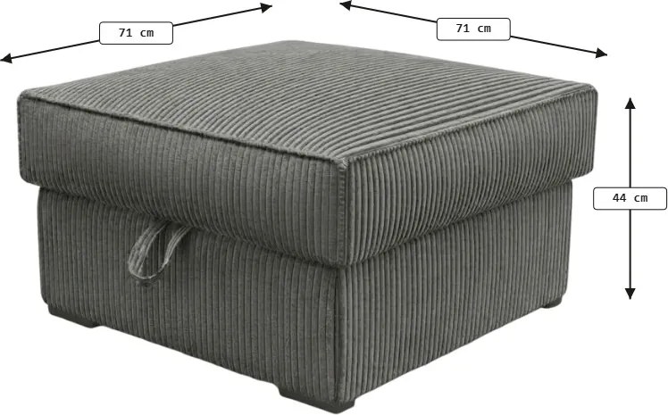 Taburet SMART COSARO XL cu spatiu de depozitare 71x71 cm, gri