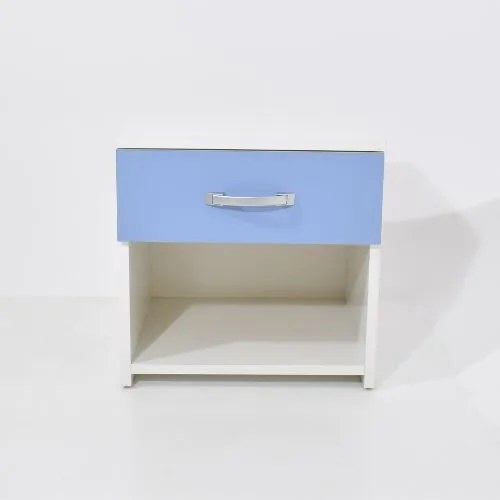 Noptiera haaus Leco, 1 Sertar, Alb/Bleu, 40 x 35 x 40 cm