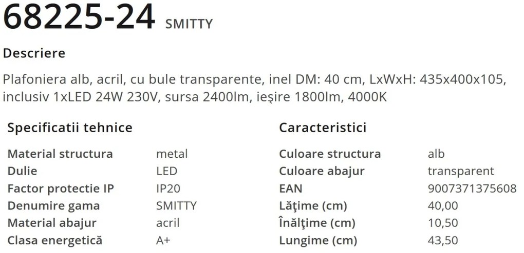 Plafoniera LED design modern SMITTY 24W 68225-24 GL