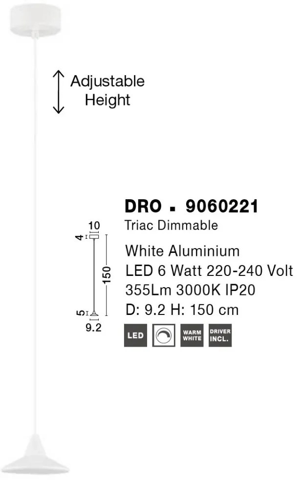 Pendul LED design minimalist DRO alb