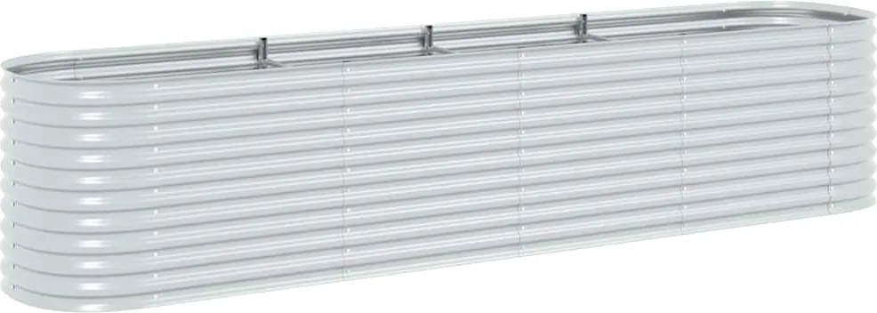 vidaXL Strat înălțat grădină, argintiu 400x80x81 cm, oțel galvanizat