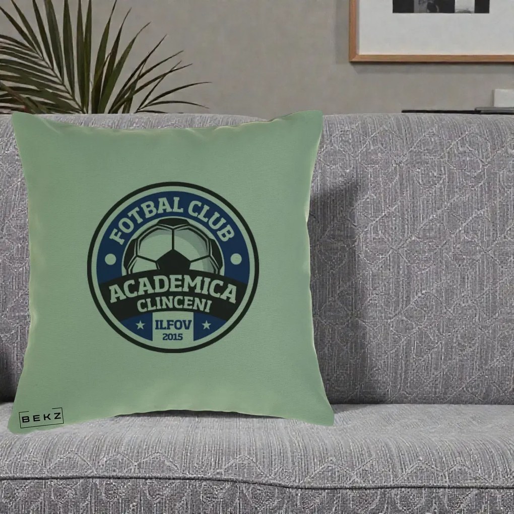 Perna Personalizata Academica Clinceni Fotbal Club, 40x40 cm, Verde, Husa Detasabila, Perna Inclusa, BEKZ®