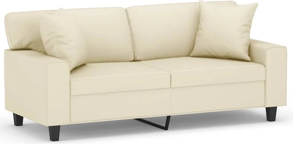 vidaXL Canapea cu 2 locuri cu pernuțe, crem, 140 cm, piele ecologică