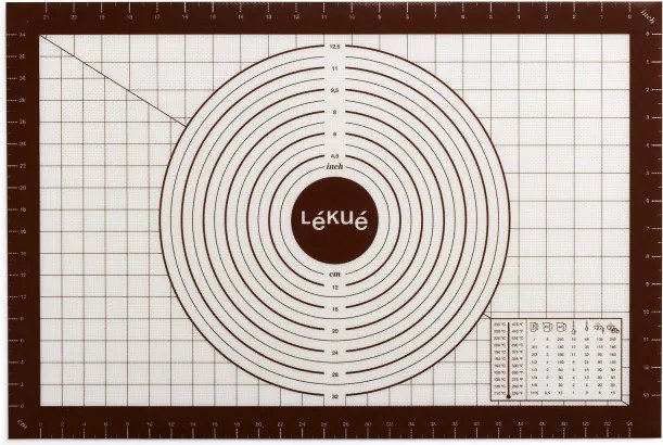 Lekue 1009484 tăietor, 60x40 cm, scală de măsurare, silicon -20/+220°C, alb/maro